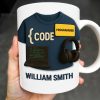 { CODE } Programmer, Laptop and Headphones - Personalized Custom Coffee Mug - OFW001_MG