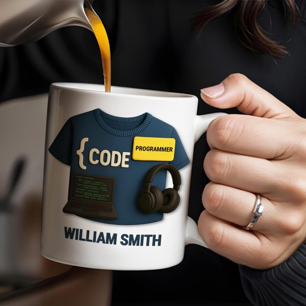 { CODE } Programmer, Laptop and Headphones - Personalized Custom Coffee Mug - OFW001_MG