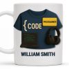 { CODE } Programmer, Laptop and Headphones - Personalized Custom Coffee Mug - OFW001_MG