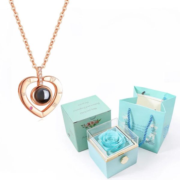 100 Languages I Love You Necklace with Rotating Rose 100 Languages I Love You Necklace with Rotating Rose