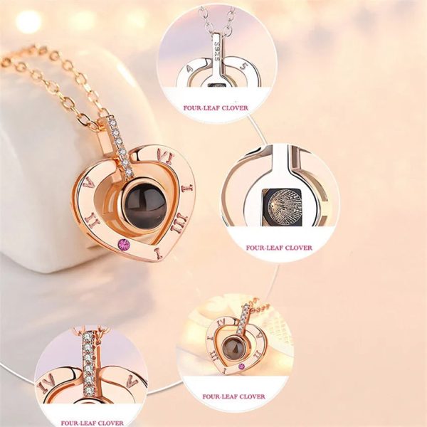 100 Languages I Love You Necklace with Rotating Rose 100 Languages I Love You Necklace with Rotating Rose