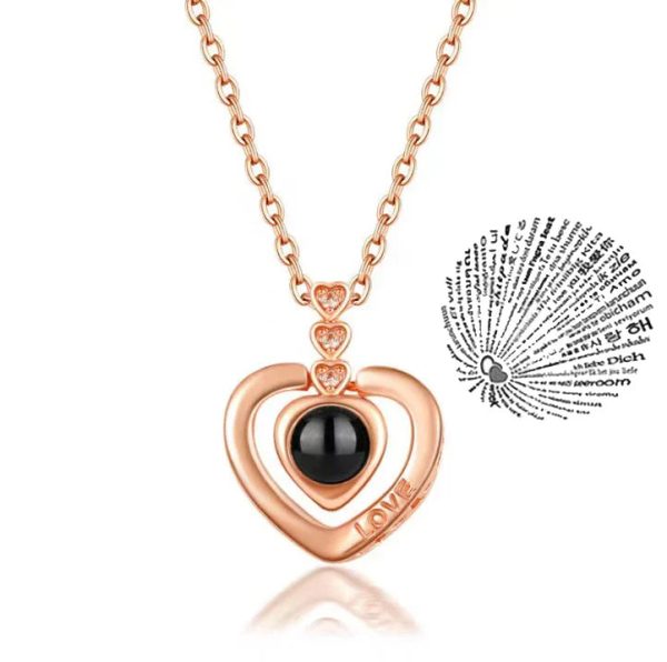 100 Languages Love Projection Heart Necklace 100 Languages Love Projection Heart Necklace