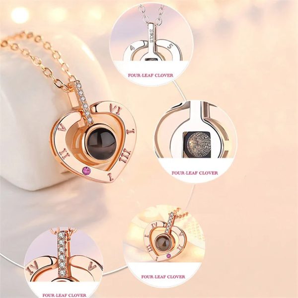 100 Languages Love Projection Heart Necklace 100 Languages Love Projection Heart Necklace