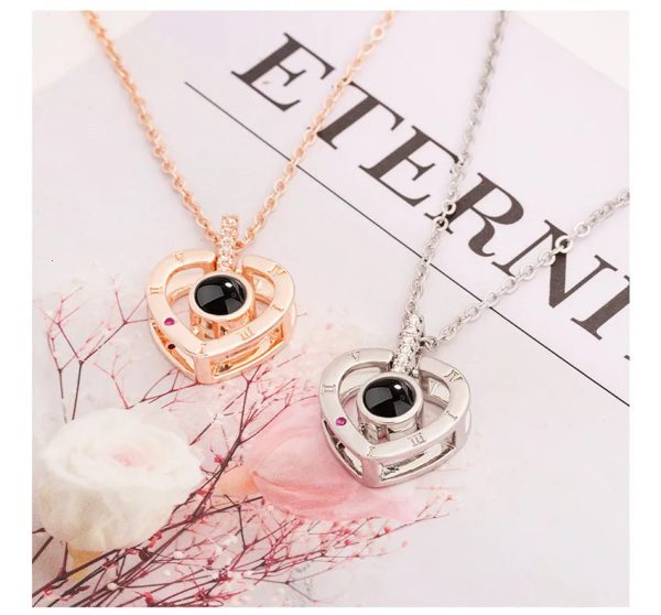 100 Languages Love Projection Heart Necklace 100 Languages Love Projection Heart Necklace