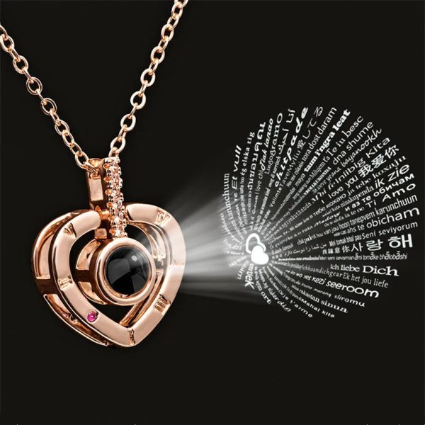 100 Languages Love Projection Heart Necklace 100 Languages Love Projection Heart Necklace