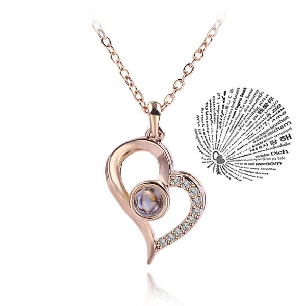 100 Languages Love Projection Heart Necklace 100 Languages Love Projection Heart Necklace