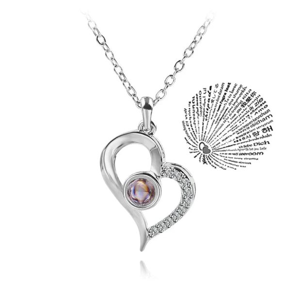 100 Languages Love Projection Heart Necklace 100 Languages Love Projection Heart Necklace