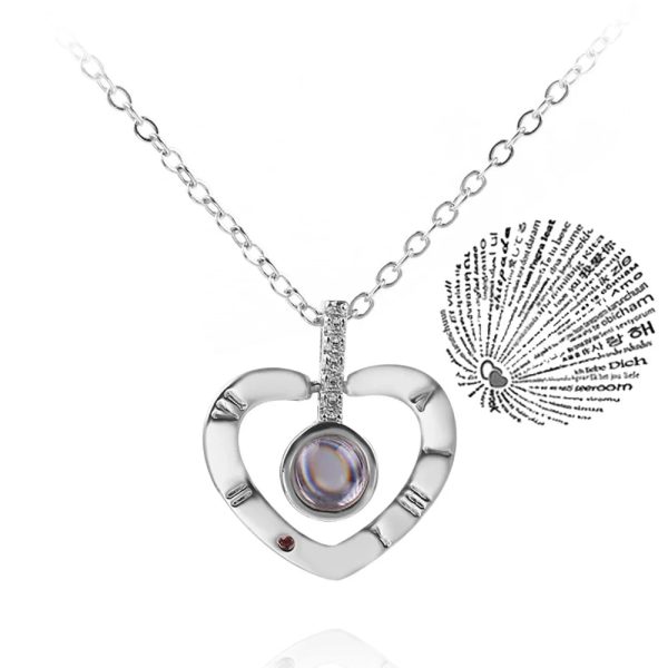 100 Languages Love Projection Heart Necklace 100 Languages Love Projection Heart Necklace
