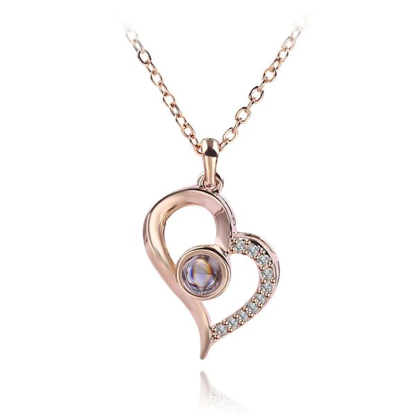 100 Languages Love Projection Heart Necklace 100 Languages Love Projection Heart Necklace