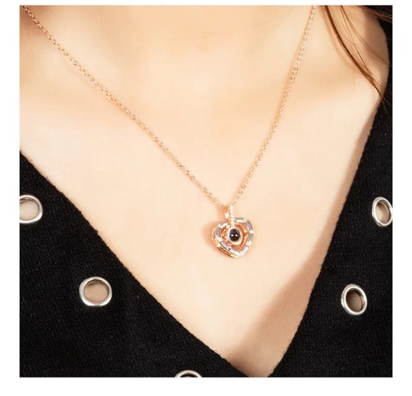 100 Languages Love Projection Heart Necklace 100 Languages Love Projection Heart Necklace