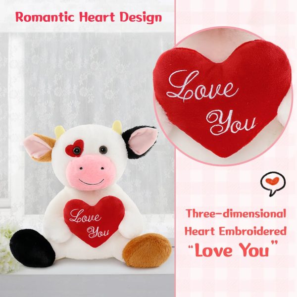 12in Cow Plush with Heart Soft Stuffed Toy Gift for Valentine 12in Cow Plush with Heart Soft Stuffed Toy Gift for Valentine