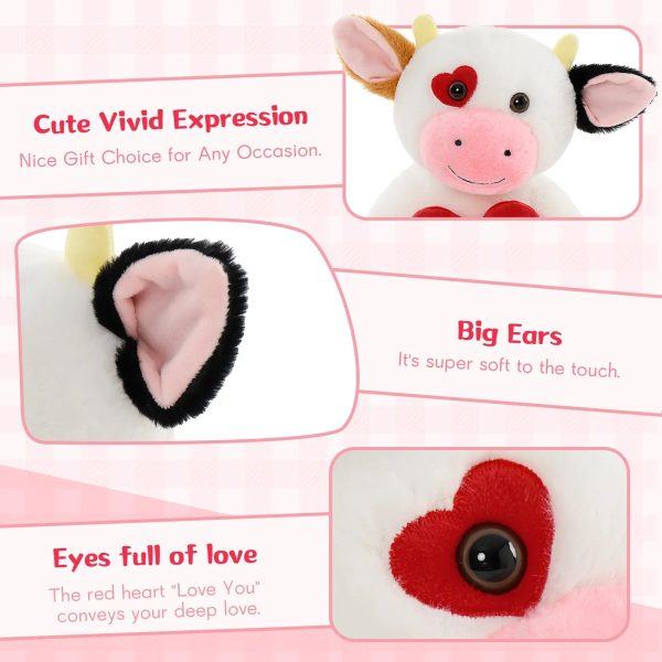 12in Cow Plush with Heart Soft Stuffed Toy Gift for Valentine 12in Cow Plush with Heart Soft Stuffed Toy Gift for Valentine
