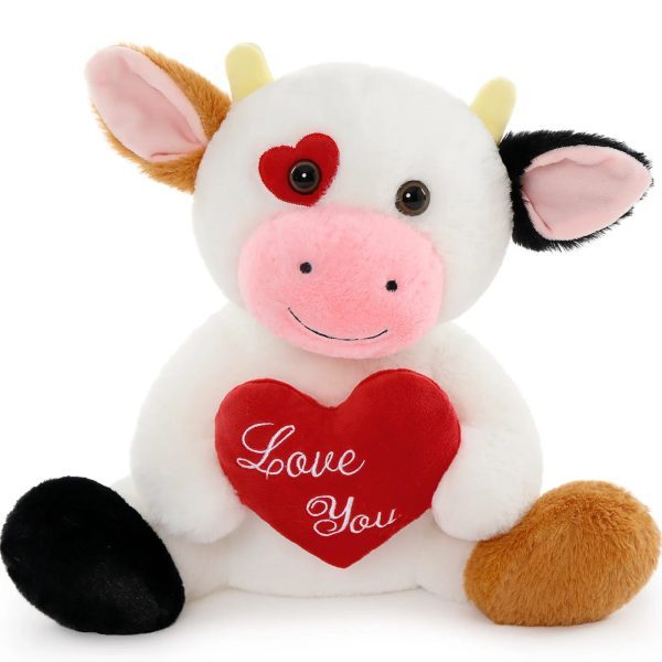 12in Cow Plush with Heart Soft Stuffed Toy Gift for Valentine 12in Cow Plush with Heart Soft Stuffed Toy Gift for Valentine