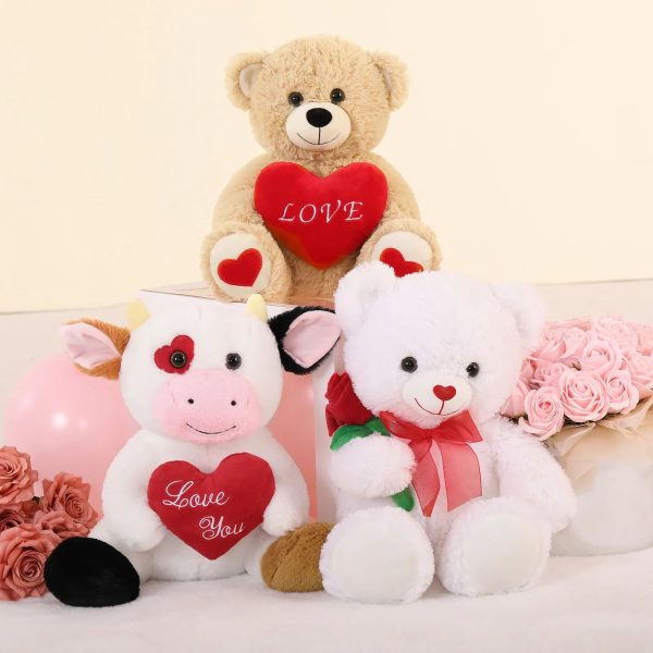 12in Cow Plush with Heart Soft Stuffed Toy Gift for Valentine 12in Cow Plush with Heart Soft Stuffed Toy Gift for Valentine