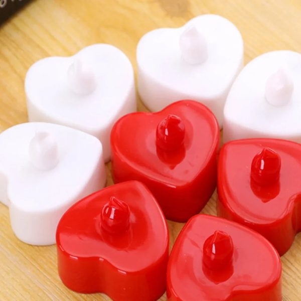 12pcs Heart Shaped Flameless LED Tealight Candles