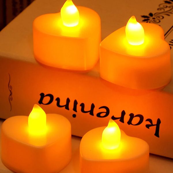 12pcs Heart Shaped Flameless LED Tealight Candles