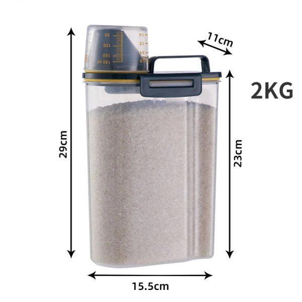 1.5kg/2kg Dog Cat Food Pail Plastic Storage Tank with Measuring Cup Container 1.5kg/2kg Dog Cat Food Pail Plastic Storage Tank with Measuring Cup Container