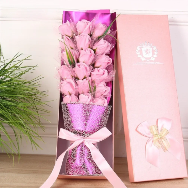 18PCS Soap Flower Bouquet with Gift Box for Her