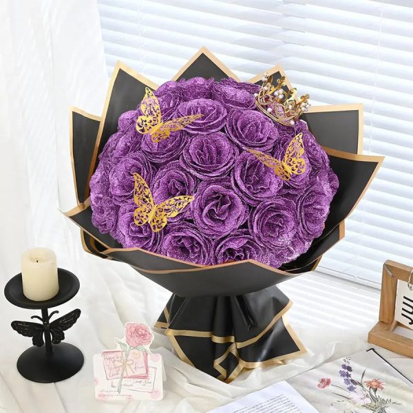24-Piece Artificial Roses with Golden Butterflies – DIY Home and Wedding Decoration 24-Piece Artificial Roses with Golden Butterflies – DIY Home and Wedding Decoration