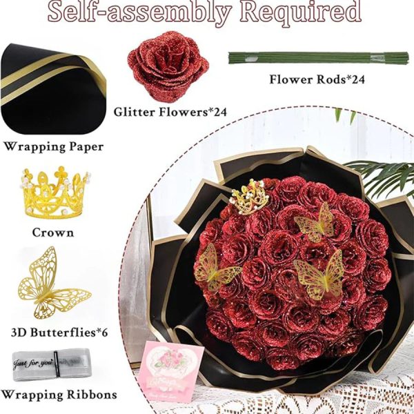 24-Piece Artificial Roses with Golden Butterflies – DIY Home and Wedding Decoration 24-Piece Artificial Roses with Golden Butterflies – DIY Home and Wedding Decoration