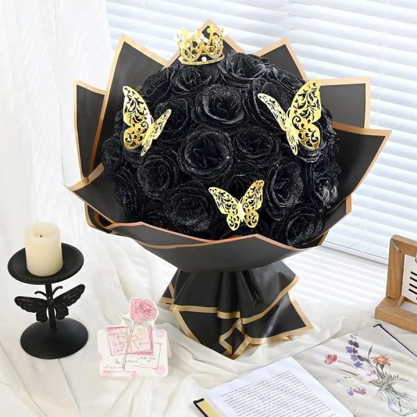 24-Piece Artificial Roses with Golden Butterflies – DIY Home and Wedding Decoration 24-Piece Artificial Roses with Golden Butterflies – DIY Home and Wedding Decoration