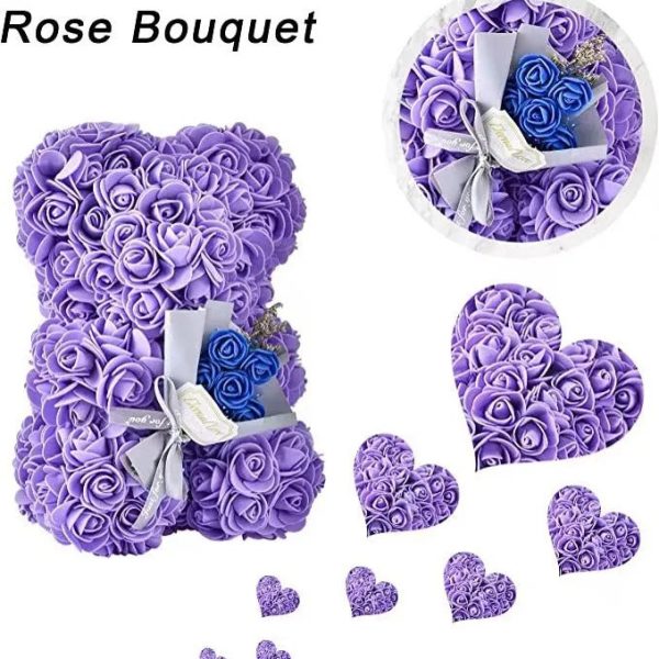 25cm Artificial Rose Bear with Gift Box 25cm Artificial Rose Bear with Gift Box