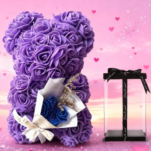 25cm Artificial Rose Bear with Gift Box 25cm Artificial Rose Bear with Gift Box