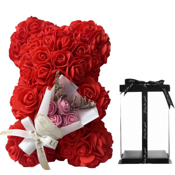 25cm Artificial Rose Bear with Gift Box 25cm Artificial Rose Bear with Gift Box