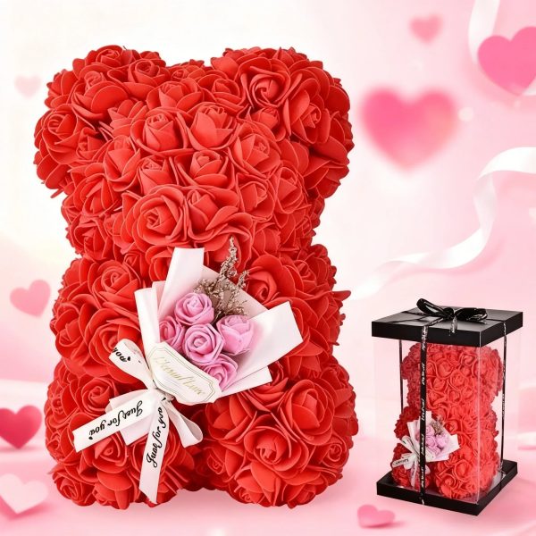 25cm Artificial Rose Bear with Gift Box 25cm Artificial Rose Bear with Gift Box
