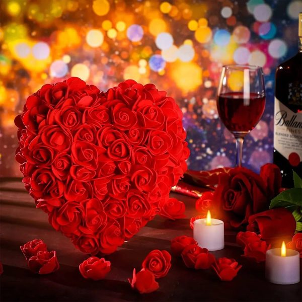 25cm Heart-Shaped Artificial Rose Bouquet for Valentine's Day, Wedding, and Home Decoration 25cm Heart-Shaped Artificial Rose Bouquet for Valentine's Day, Wedding, and Home Decoration