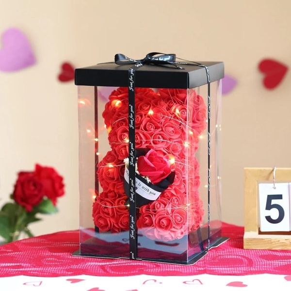 25cm Teddy Rose Bear with Lighted Box Artificial Flower Gift for Valentine's Day and Special Occasions 25cm Teddy Rose Bear with Lighted Box Artificial Flower Gift for Valentine's Day and Special Occasions