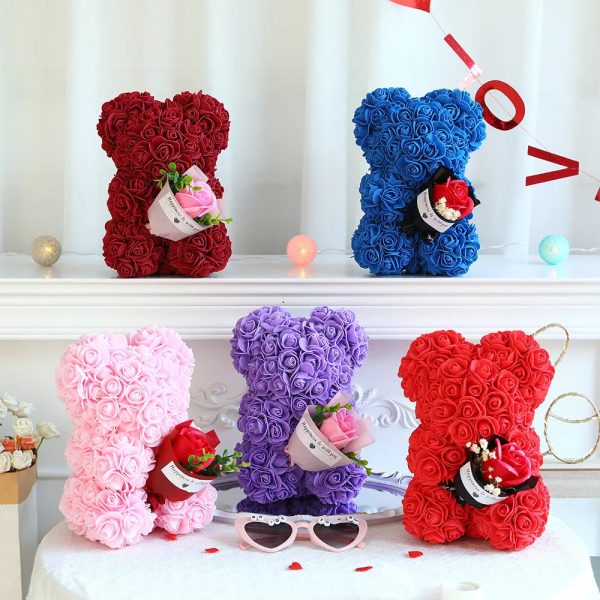 25cm Teddy Rose Bear with Lighted Box Artificial Flower Gift for Valentine's Day and Special Occasions 25cm Teddy Rose Bear with Lighted Box Artificial Flower Gift for Valentine's Day and Special Occasions