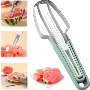 3-in-1 Stainless Steel Watermelon Cutter & Fork