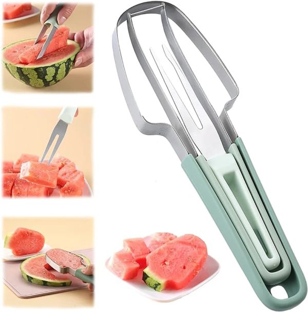 3-in-1 Stainless Steel Watermelon Cutter & Fork