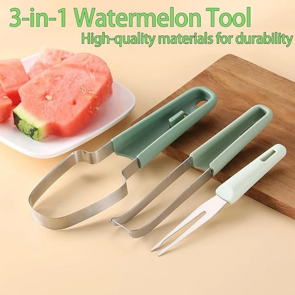 3-in-1 Stainless Steel Watermelon Cutter & Fork
