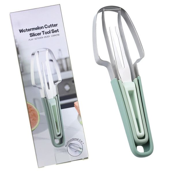 3-in-1 Stainless Steel Watermelon Cutter & Fork