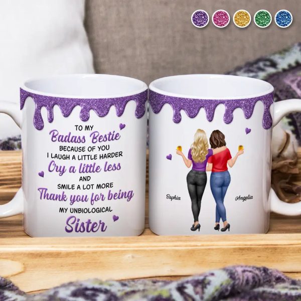3D Effect Besties Thank You For Being My Unbiological Sister - Personalized White Edge-to-Edge Mug 3D Effect Besties Thank You For Being My Unbiological Sister - Personalized White Edge-to-Edge Mug