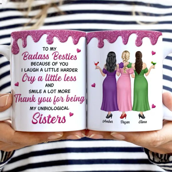 3D Effect Besties Thank You For Being My Unbiological Sister - Personalized White Edge-to-Edge Mug 3D Effect Besties Thank You For Being My Unbiological Sister - Personalized White Edge-to-Edge Mug