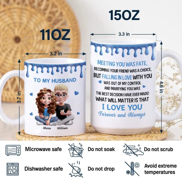 3D Effect Couple Meeting You Marrying You - Personalized White Edge-to-Edge Mug