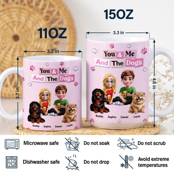 3D Effect Couple You & Me And The Dogs Cats - Personalized White Edge-to-Edge Mug 3D Effect Couple You & Me And The Dogs Cats - Personalized White Edge-to-Edge Mug