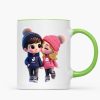 3D Effect Cute Cartoon Couple Walking Personalized Mug, Perfect Valentine'Day Gift for him, Gift for her