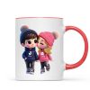 3D Effect Cute Cartoon Couple Walking Personalized Mug, Perfect Valentine'Day Gift for him, Gift for her