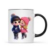 3D Effect Cute Cartoon Couple Walking Personalized Mug, Perfect Valentine'Day Gift for him, Gift for her