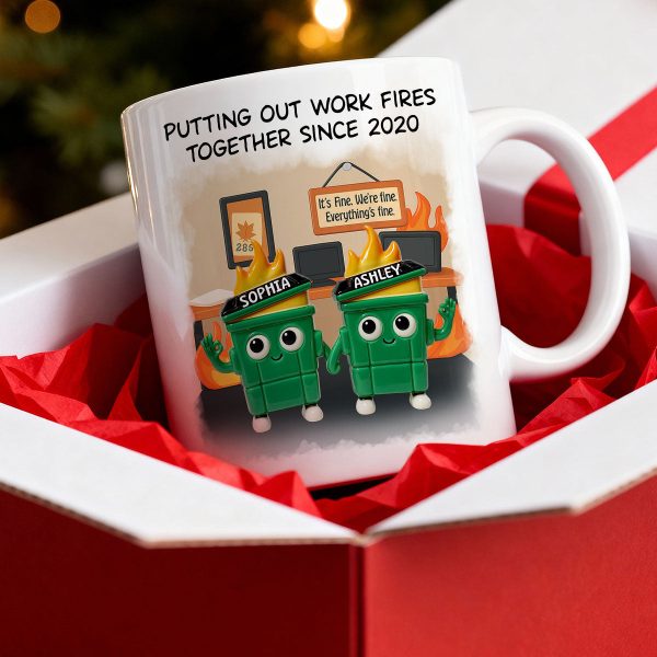 3D Effect Dumpster Fires In Office Scene - Personalized Mug - Funny Gift For Colleagues, Work Besties 3D Effect Dumpster Fires In Office Scene - Personalized Mug - Funny Gift For Colleagues, Work Besties