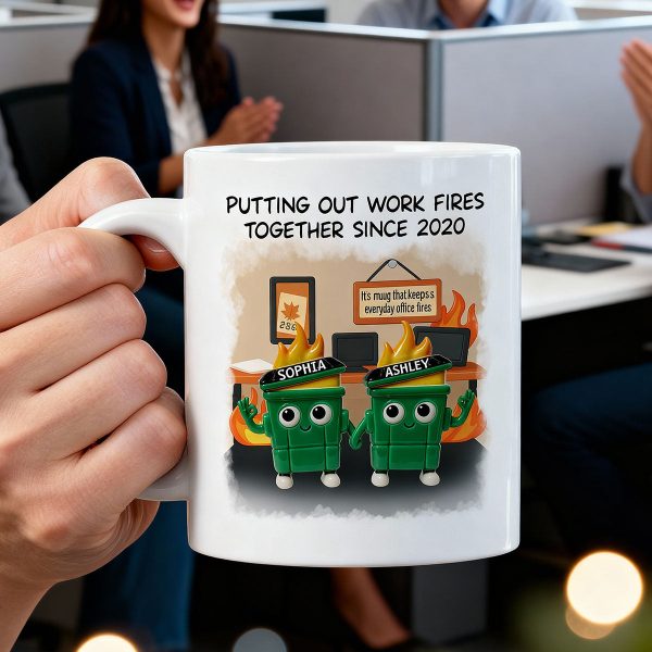 3D Effect Dumpster Fires In Office Scene - Personalized Mug - Funny Gift For Colleagues, Work Besties 3D Effect Dumpster Fires In Office Scene - Personalized Mug - Funny Gift For Colleagues, Work Besties