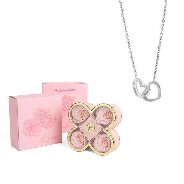 4-Leaf Clover Eternal Rose Jewelry Box with Necklace Gift 4-Leaf Clover Eternal Rose Jewelry Box with Necklace Gift