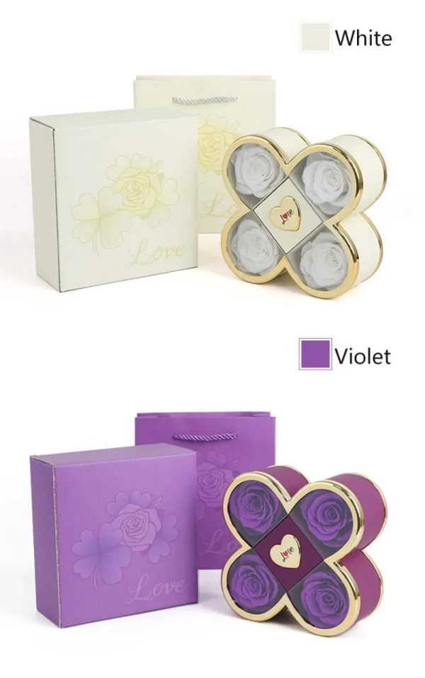 4-Leaf Clover Eternal Rose Jewelry Box with Necklace Gift 4-Leaf Clover Eternal Rose Jewelry Box with Necklace Gift
