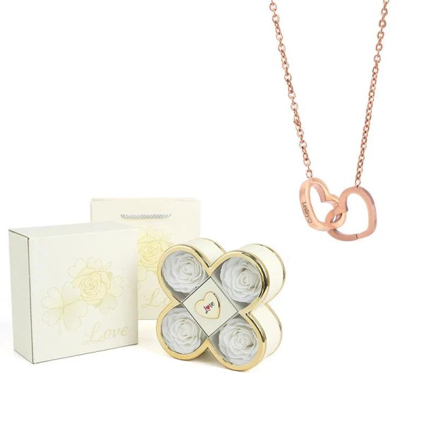 4-Leaf Clover Eternal Rose Jewelry Box with Necklace Gift 4-Leaf Clover Eternal Rose Jewelry Box with Necklace Gift