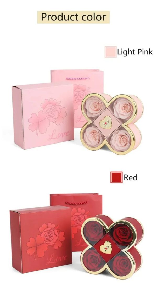 4-Leaf Clover Eternal Rose Jewelry Box with Necklace Gift 4-Leaf Clover Eternal Rose Jewelry Box with Necklace Gift