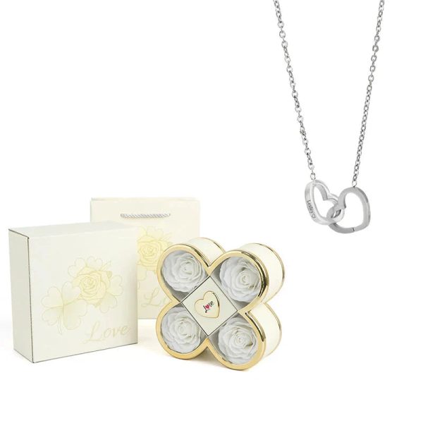 4-Leaf Clover Eternal Rose Jewelry Box with Necklace Gift 4-Leaf Clover Eternal Rose Jewelry Box with Necklace Gift